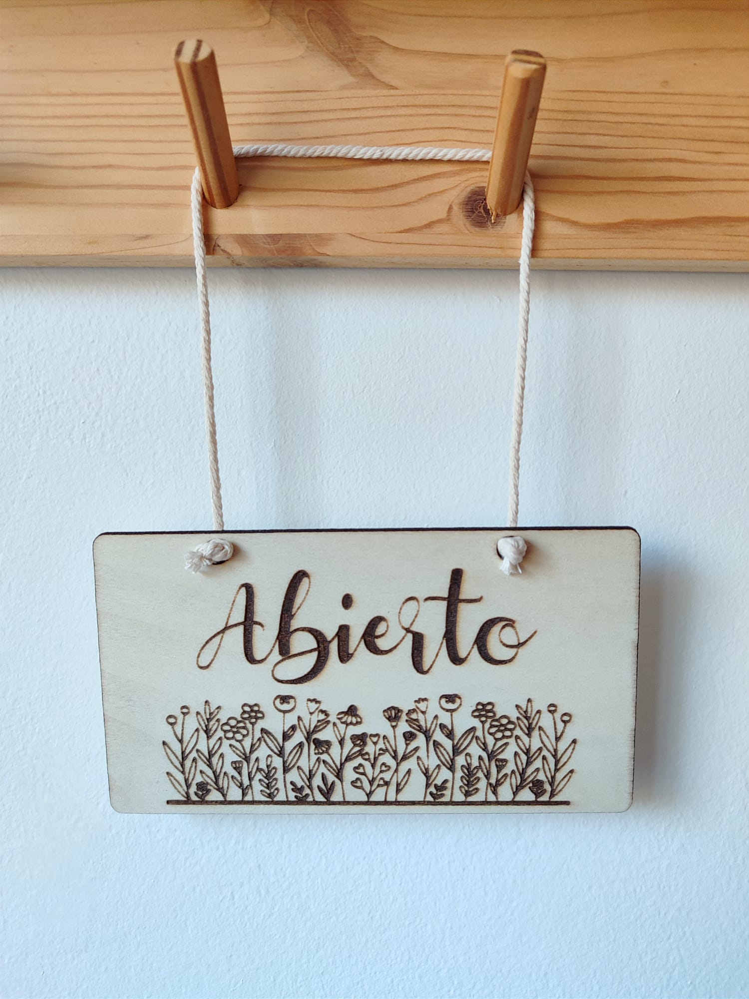 • Cartel Puerta Floral Abierto - Cerrado •