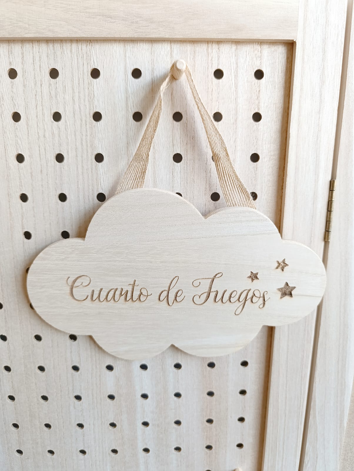 • Cartel Nube con Frase en Madera Natural • - Imagen 4