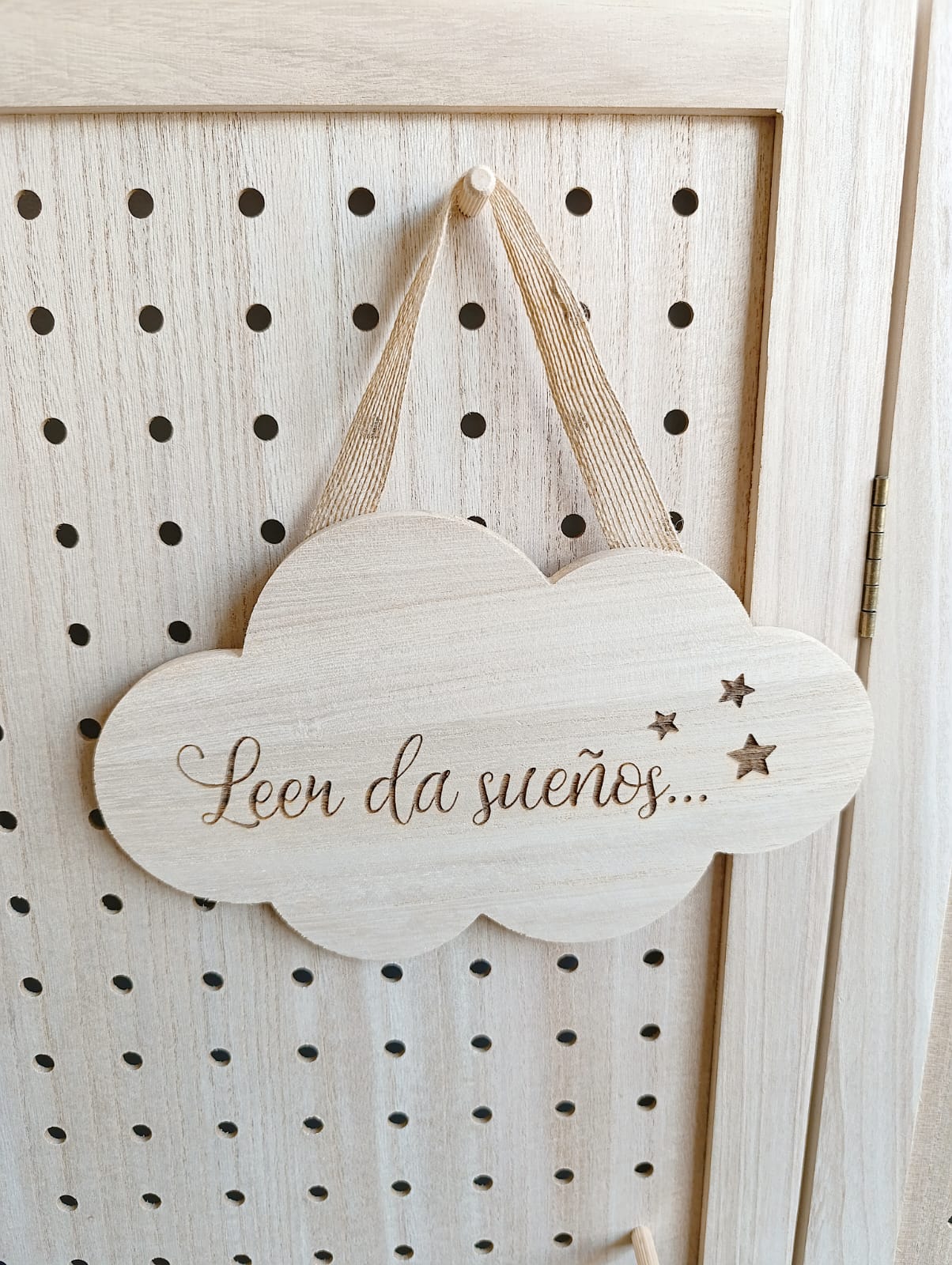 • Cartel Nube con Frase en Madera Natural • - Imagen 3